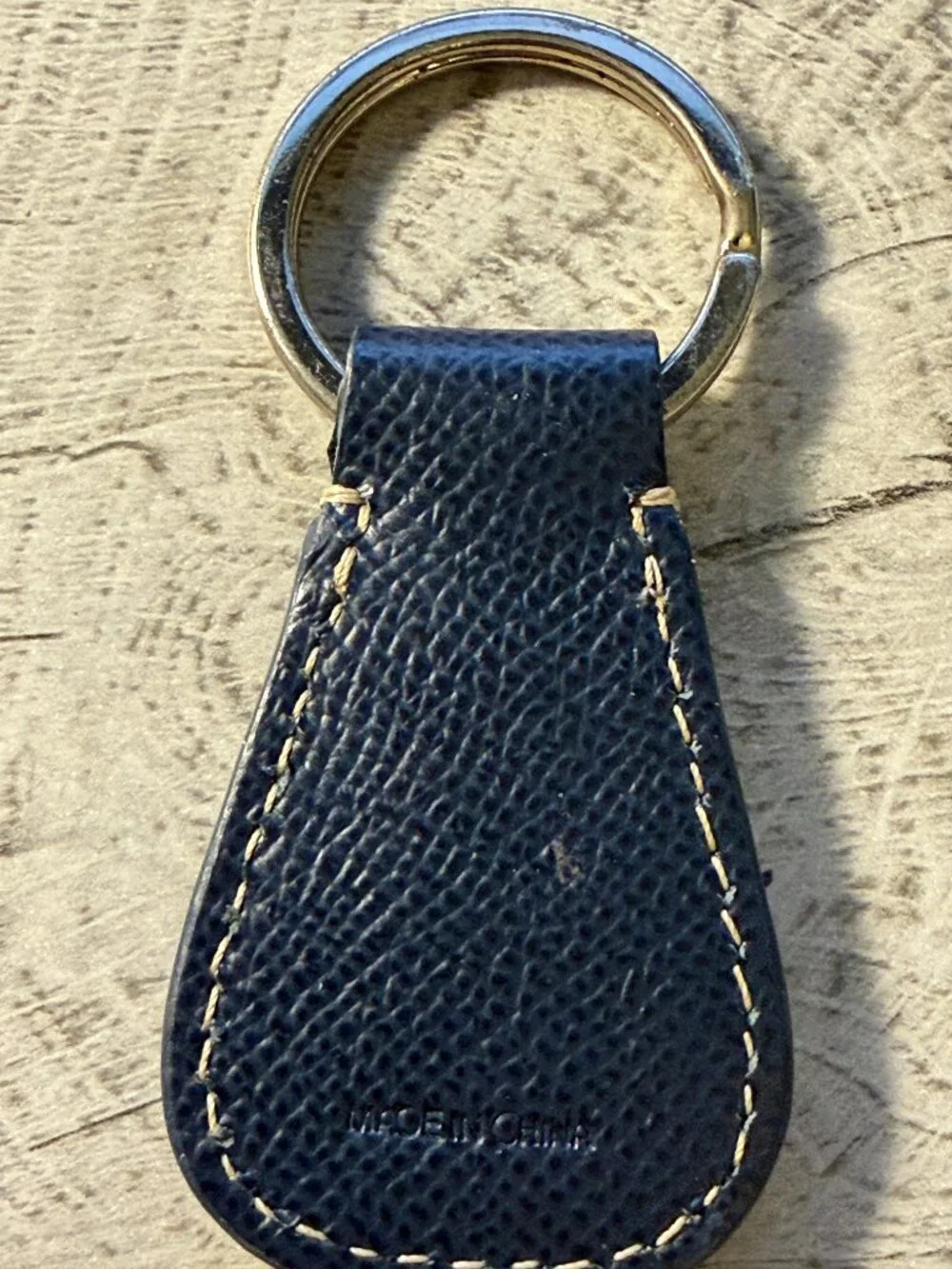 Vintage Dooney & Bourke Navy Blue Leather Duck Key Fob Keychain Silver Tone Ring